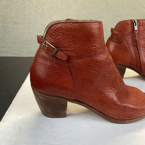 Matisse Folk Brick Red Leather Peep Toe Booties Boots Shoes Lulus Size 8M - Picture 13 of 16